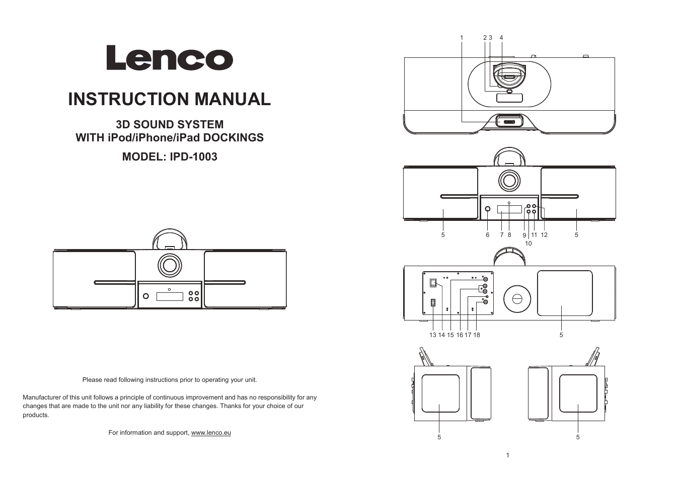 Lenco iPD-1003 User Manual | 3 pages