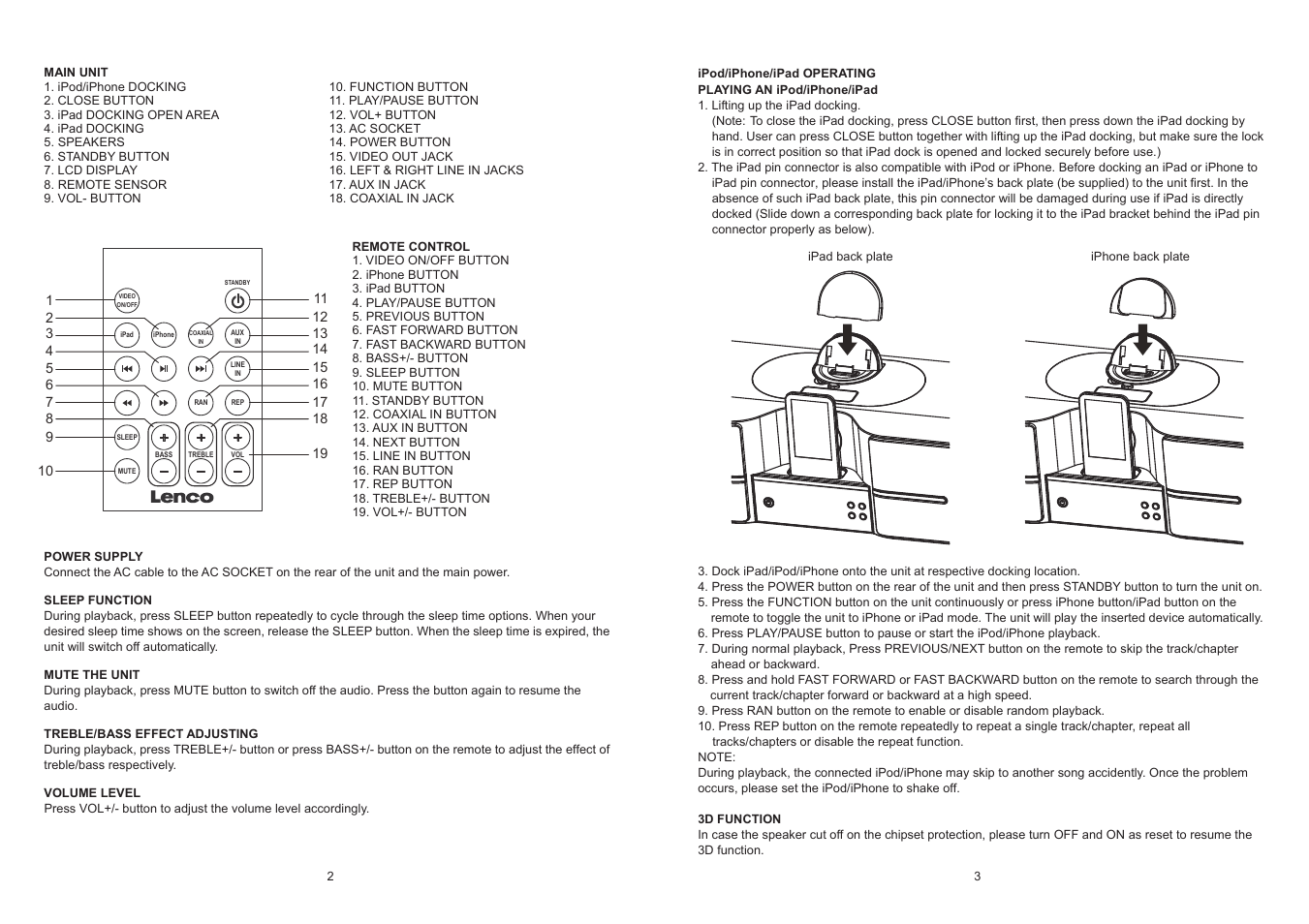 Lenco iPD-1003 User Manual | Page 2 / 3