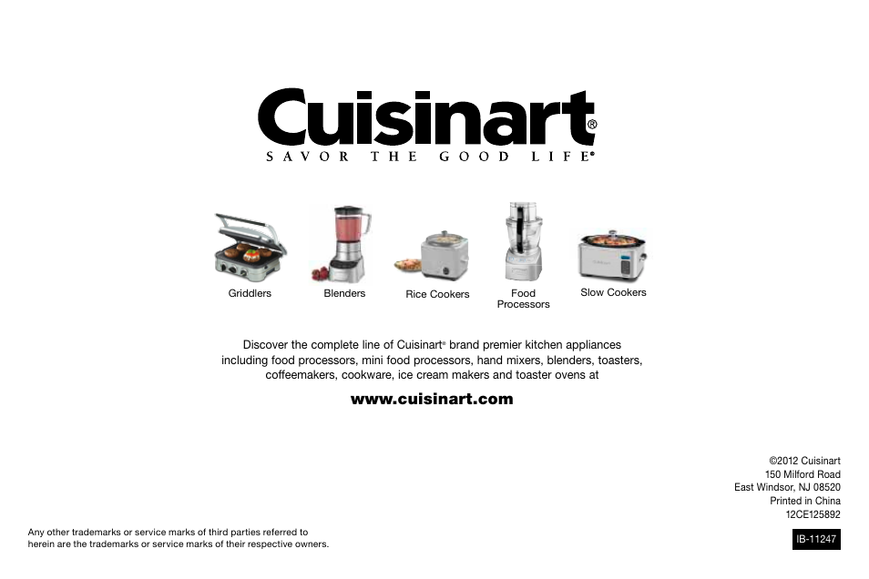 Cuisinart Compact Toaster Oven Broiler TOB-80 User Manual | Page 20 / 20