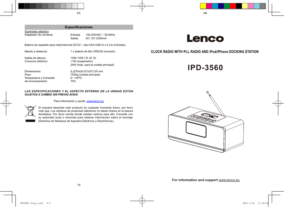 Lenco IPD-3560 User Manual | 35 pages