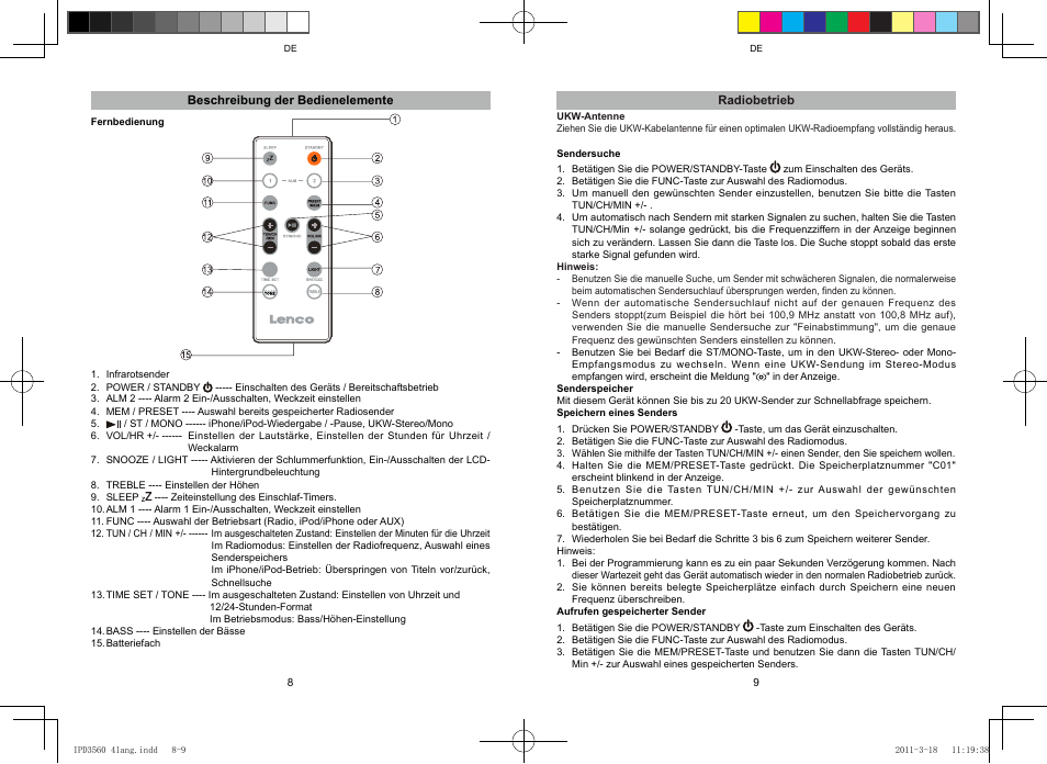 Lenco IPD-3560 User Manual | Page 12 / 35