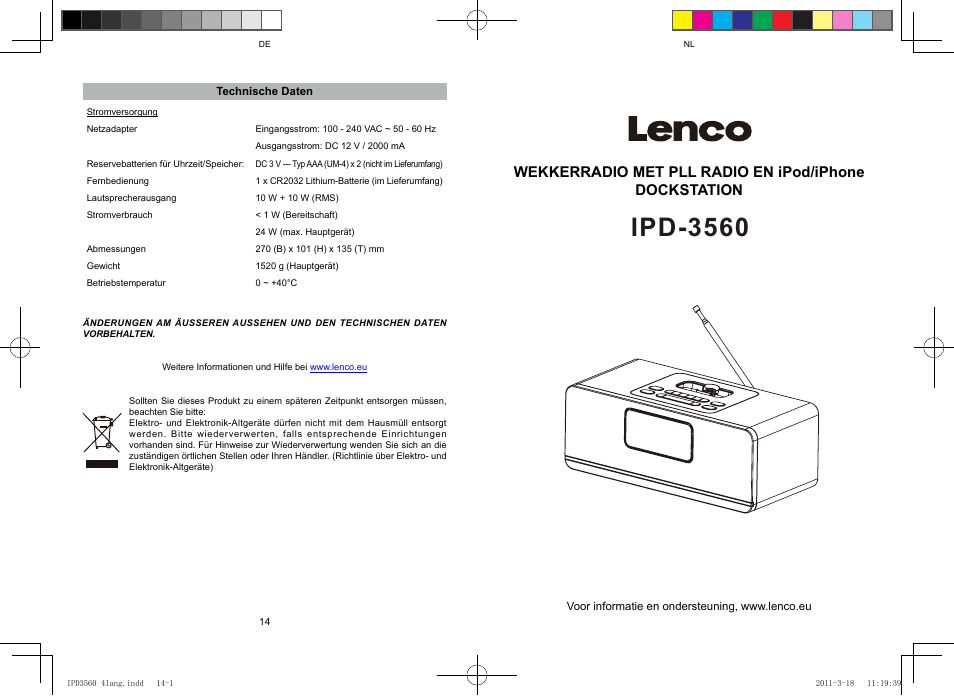 Ipd-3560 | Lenco IPD-3560 User Manual | Page 15 / 35