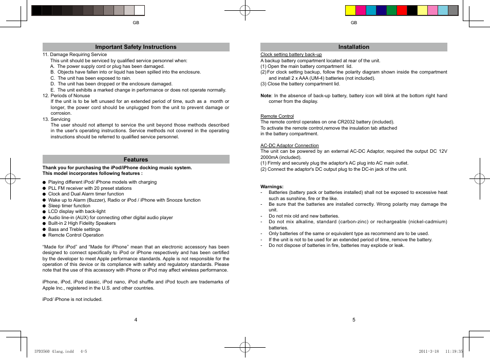 Lenco IPD-3560 User Manual | Page 3 / 35