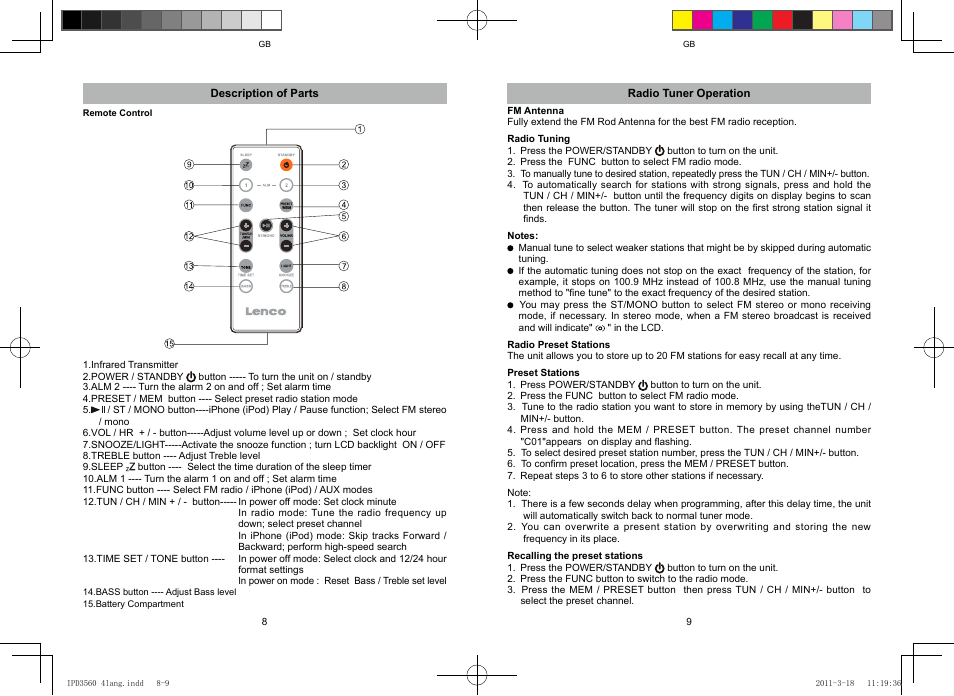 Lenco IPD-3560 User Manual | Page 5 / 35