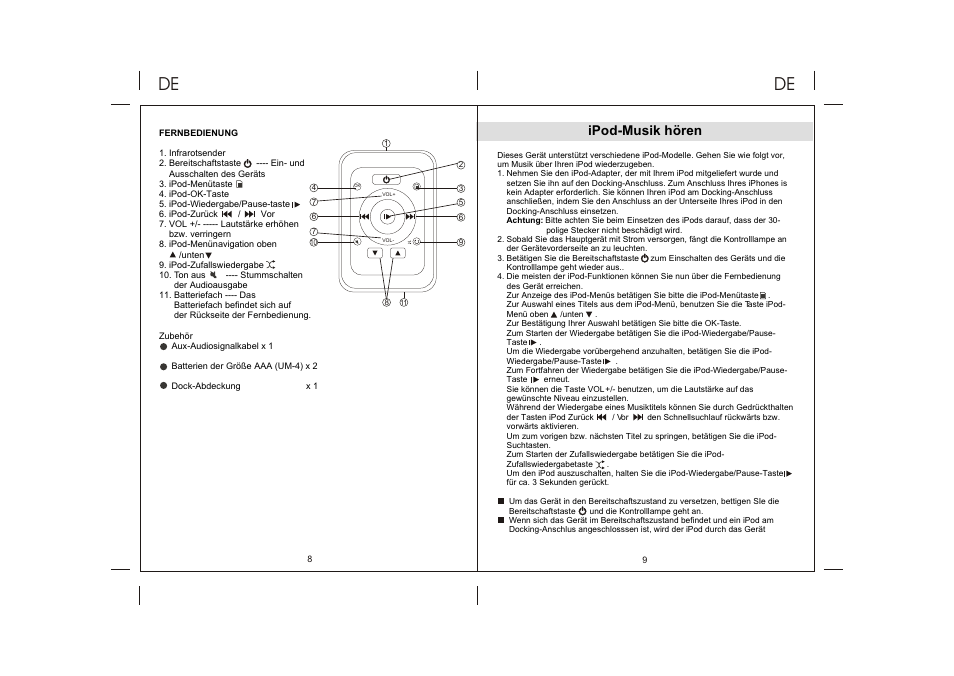 Ò³ãæ 11, Ipod-musik hören | Lenco IPD-4300 User Manual | Page 11 / 30