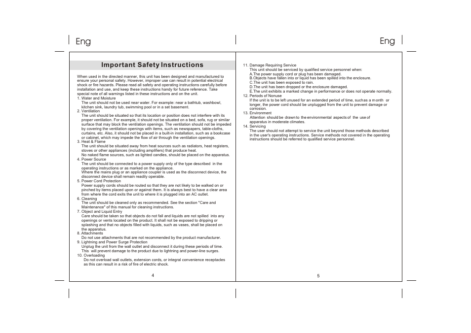 Important safety instructions | Lenco IPD-4300 User Manual | Page 3 / 30