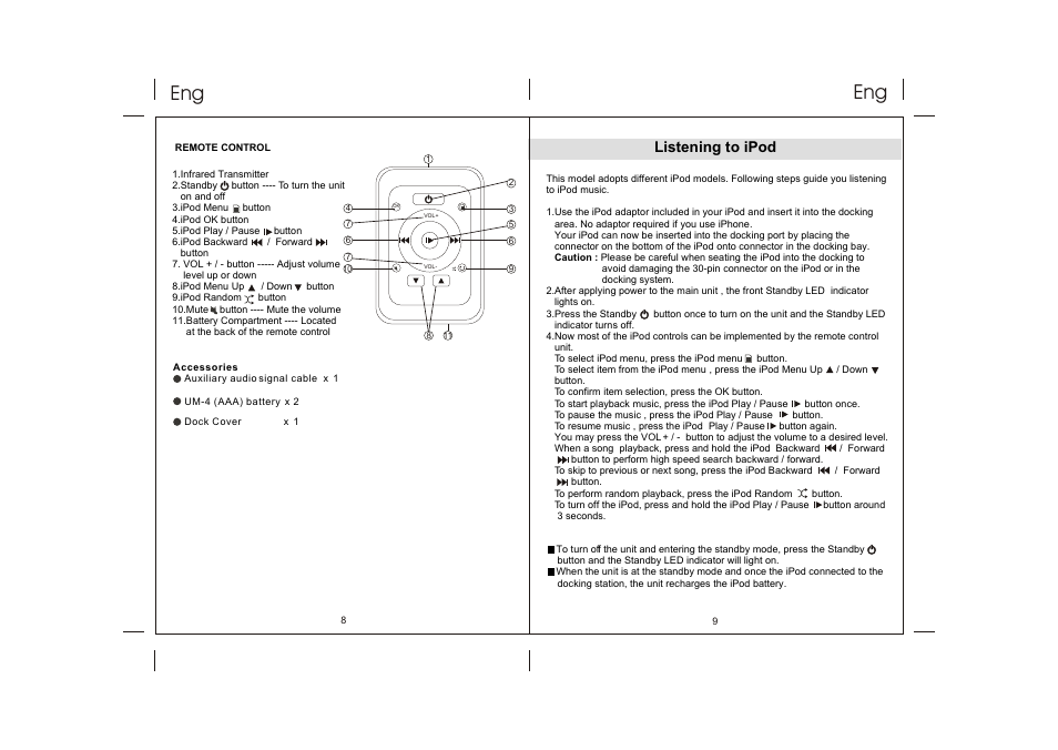 Listening to ipod | Lenco IPD-4300 User Manual | Page 5 / 30