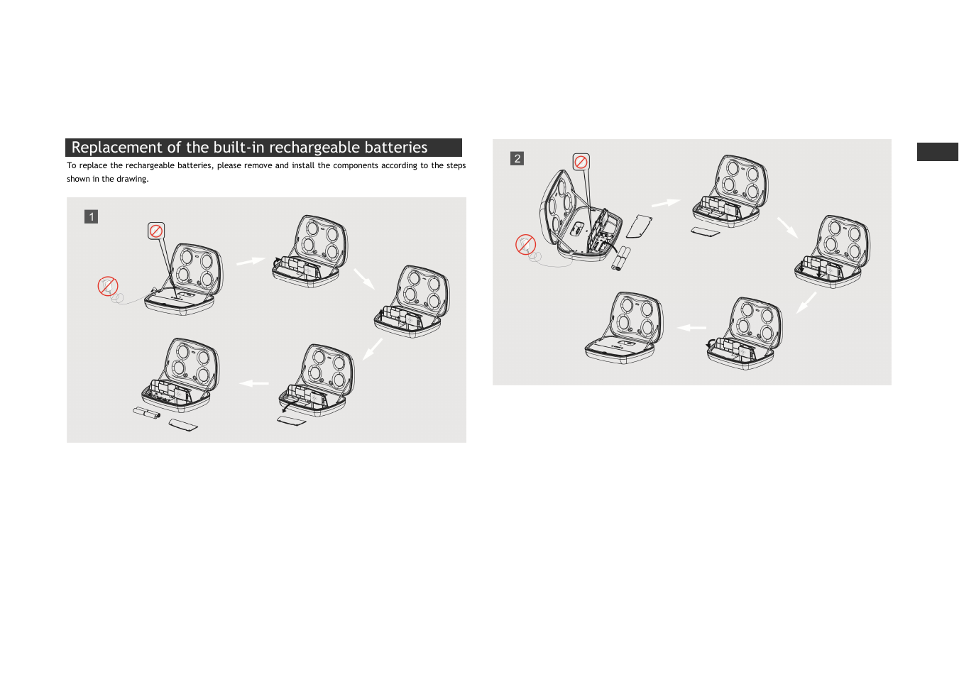 Replacement of the built-in rechargeable batteries | Lenco IPD-4500 User Manual | Page 8 / 10