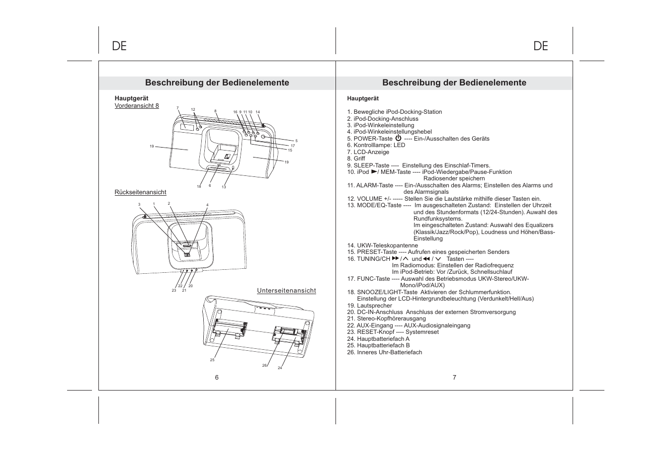 Beschreibung der bedienelemente | Lenco IPD-5100 User Manual | Page 12 / 40