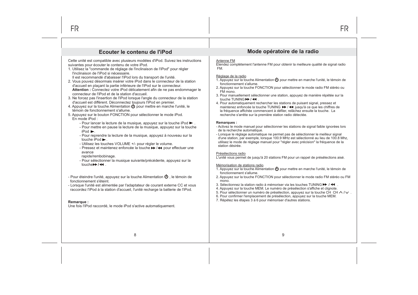 Ecouter le contenu de l'ipod, Mode opératoire de la radio | Lenco IPD-5100 User Manual | Page 29 / 40