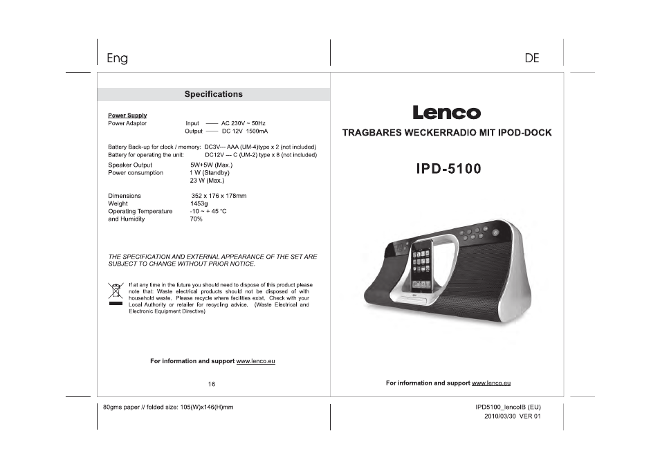 Lenco IPD-5100 User Manual | Page 9 / 40