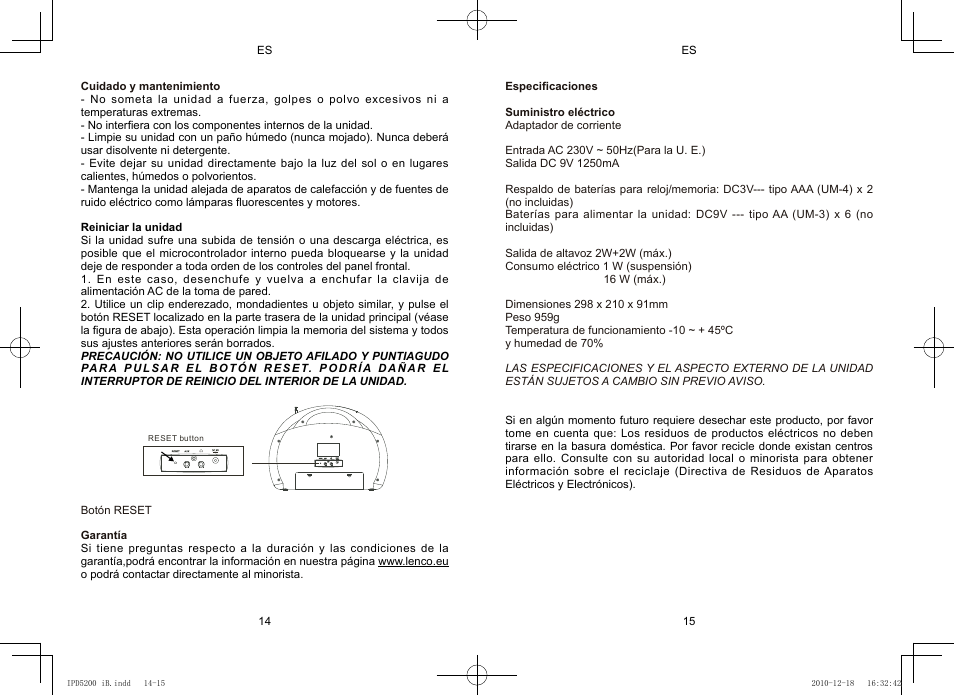 Lenco IPD-5200 User Manual | Page 40 / 40