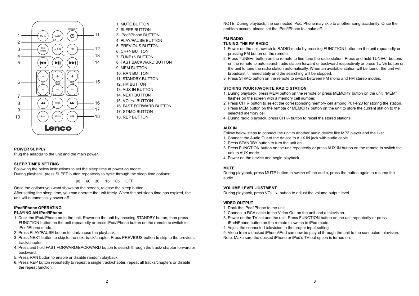 Lenco IPD-5250 User Manual | Page 2 / 3