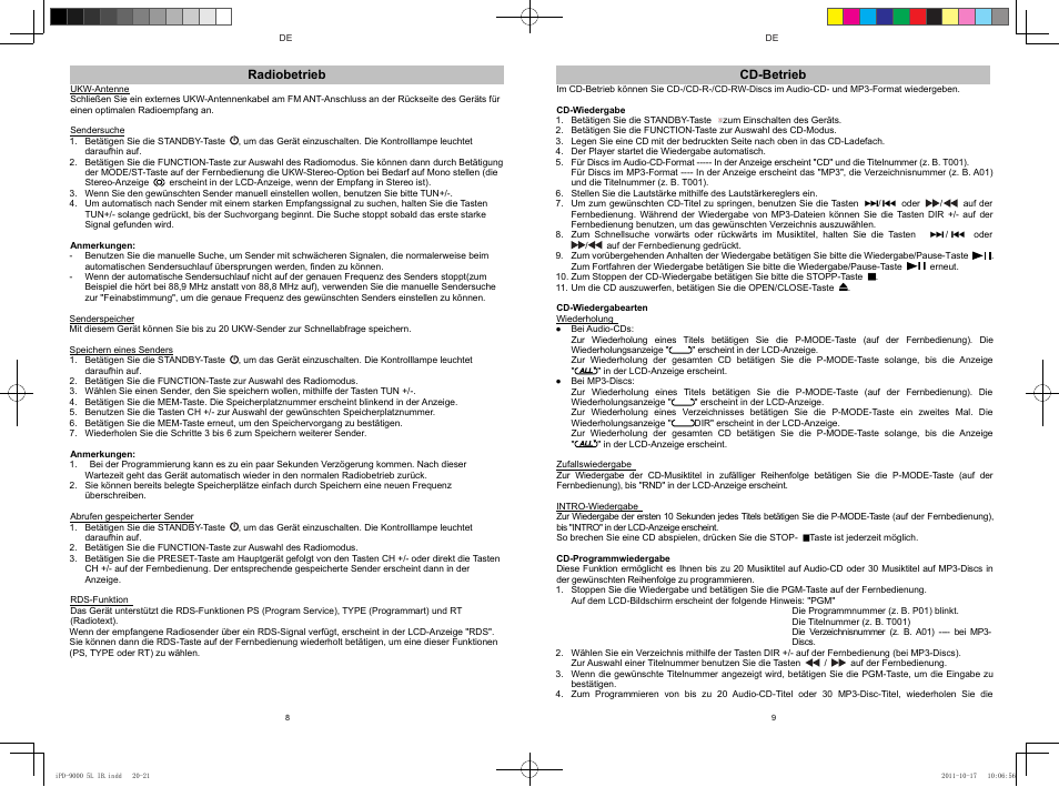 Lenco IPD-9000 User Manual | Page 11 / 30