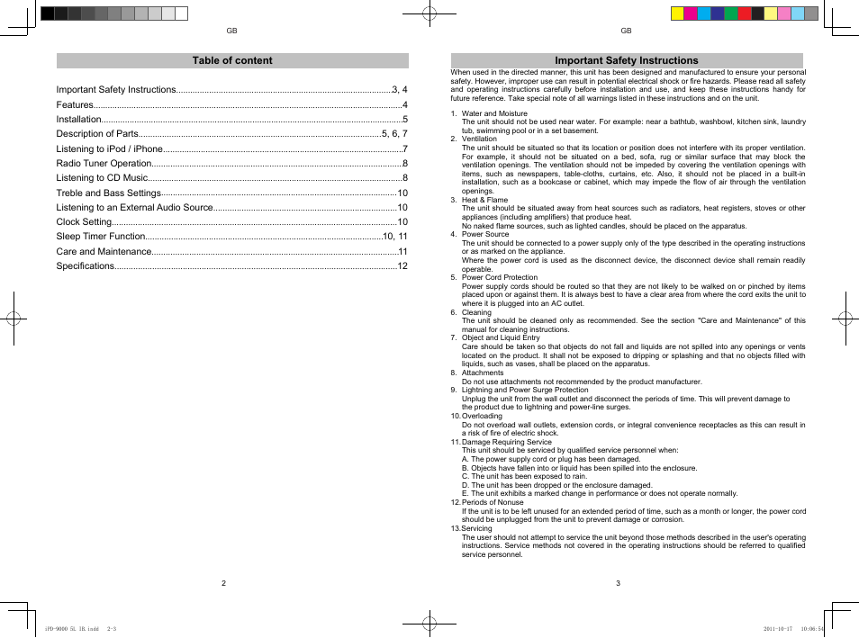 Lenco IPD-9000 User Manual | Page 2 / 30