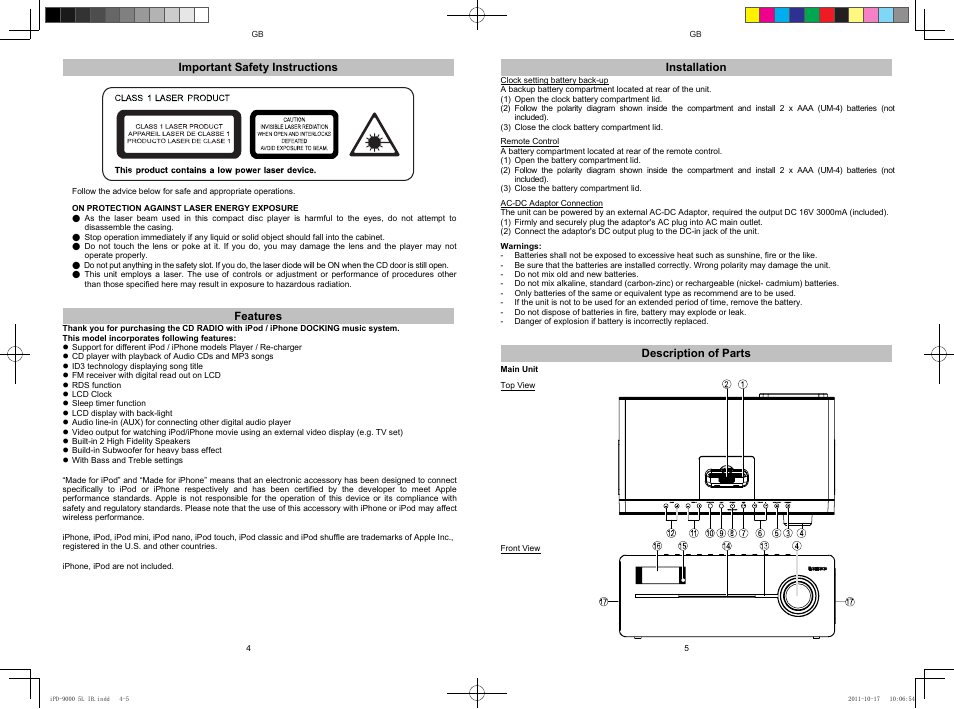 Lenco IPD-9000 User Manual | Page 3 / 30