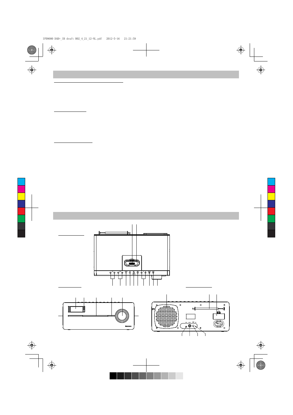 Installatie, Beschrijving onderdelen | Lenco IPD-9000 DAB+ User Manual | Page 33 / 70