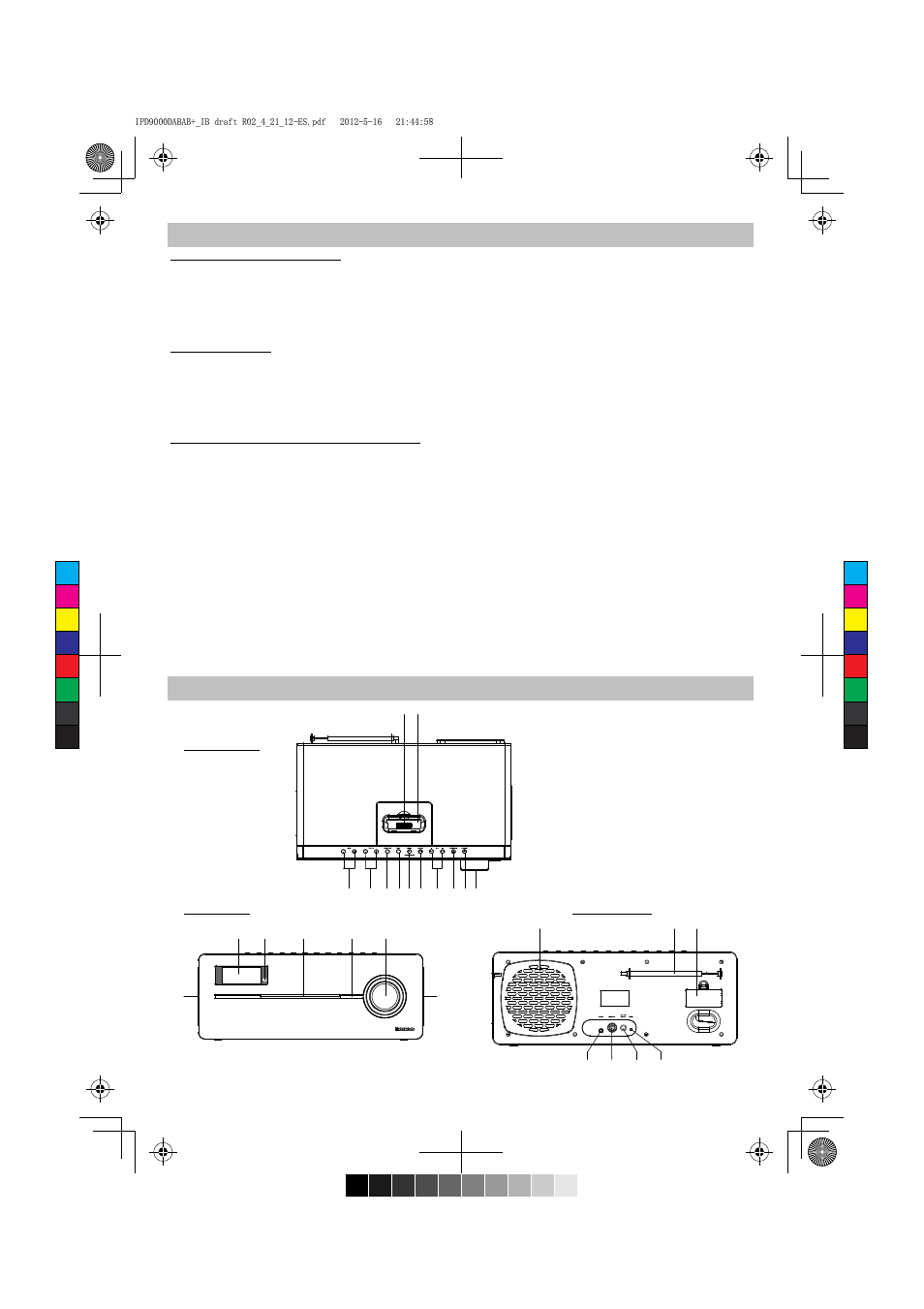 Instalación, Descripción de las partes | Lenco IPD-9000 DAB+ User Manual | Page 61 / 70
