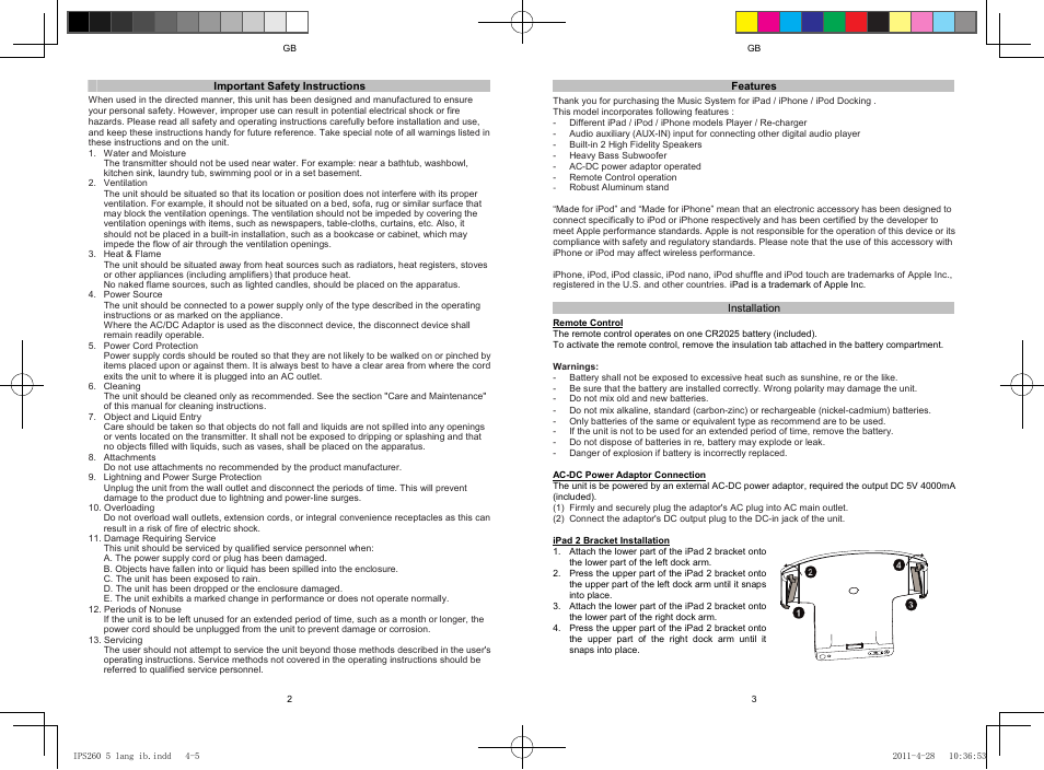 Lenco IPS-260 User Manual | Page 2 / 24