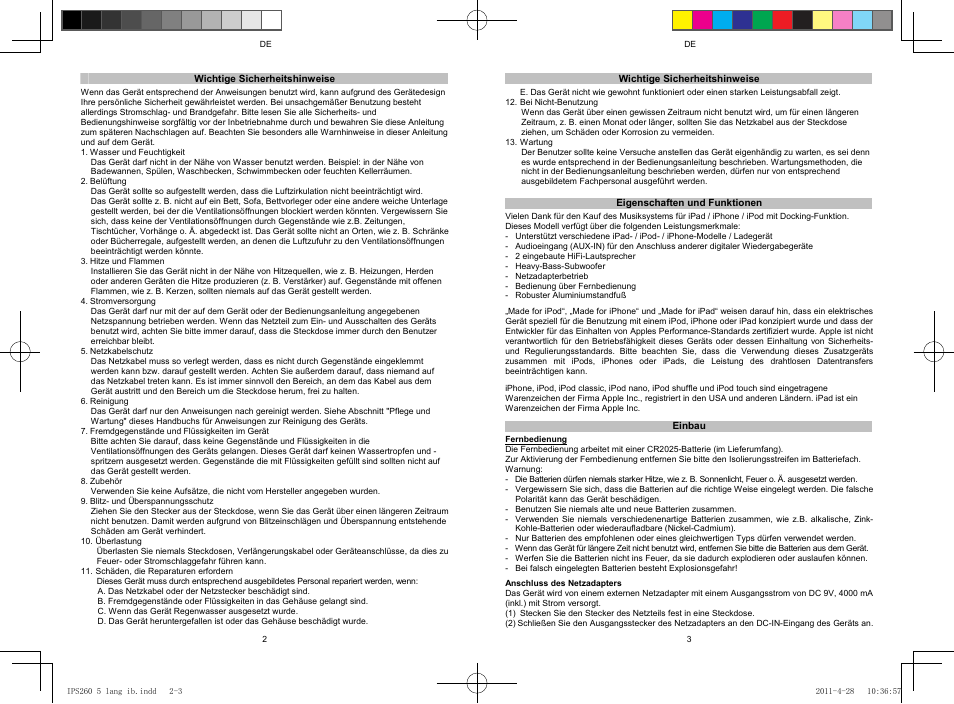 Lenco IPS-260 User Manual | Page 6 / 24