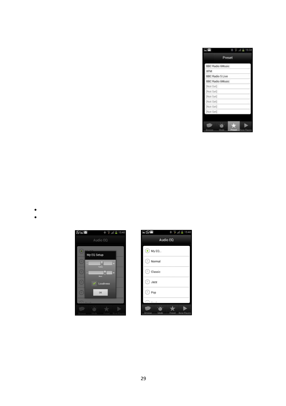 5 jouer des stations de radio en présélection, 6 equaliseur audio eq | Lenco IR-2002 User Manual | Page 30 / 49