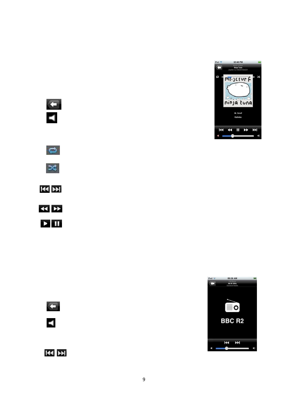 Music player, Fm radio, 2 music player | 3 fm radio | Lenco IR-2002 User Manual | Page 10 / 54