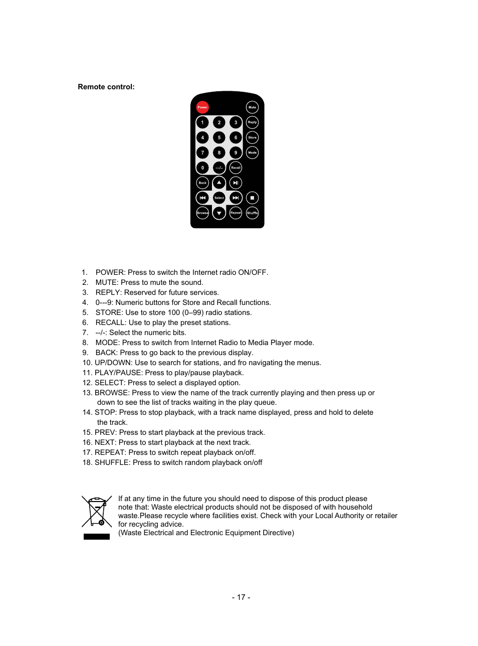Lenco IR-3000 User Manual | Page 18 / 18