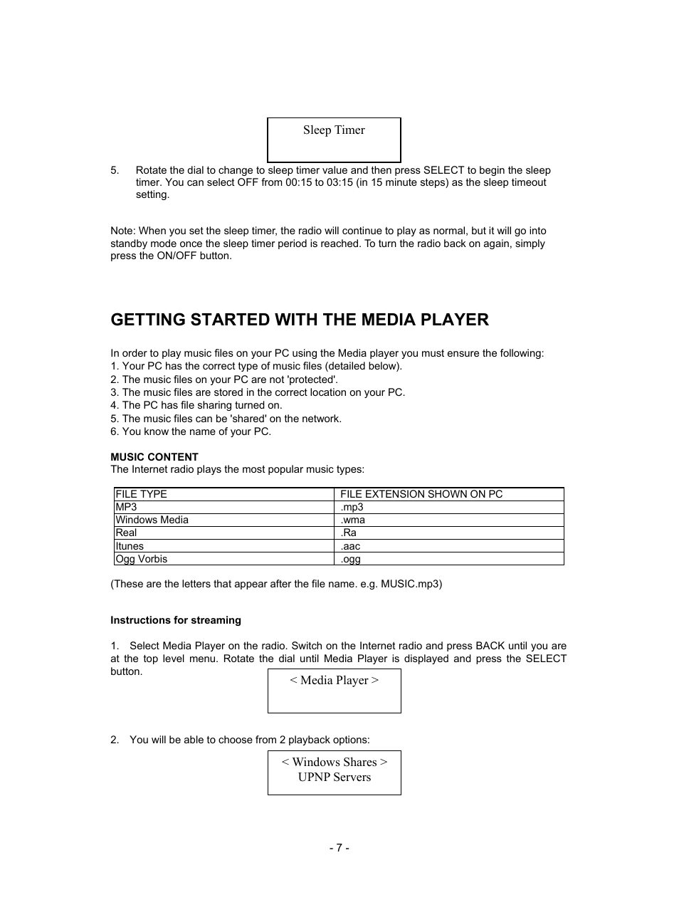 Getting started with the media player | Lenco IR-3000 User Manual | Page 8 / 18