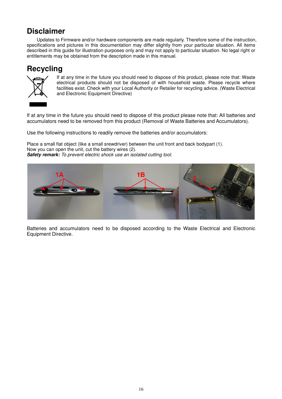 Disclaimer, Recycling | Lenco KH-955 User Manual | Page 16 / 16