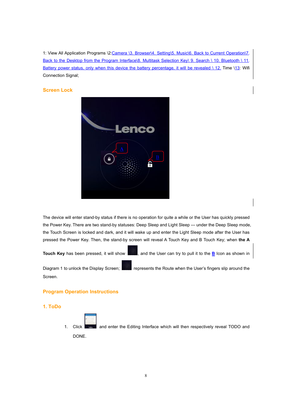 Todo | Lenco Kidztab-520 mini User Manual | Page 8 / 29