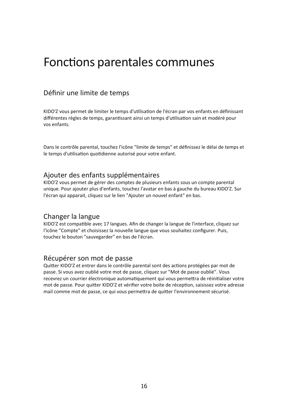 Fonctions parentales communes | Lenco Kidztab-520 mini User Manual | Page 17 / 21