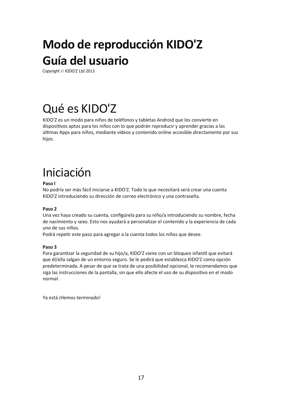 Modo de reproducción kido'z guía del usuario, Qué es kido'z, Iniciación | Lenco Kidztab-520 mini User Manual | Page 18 / 21