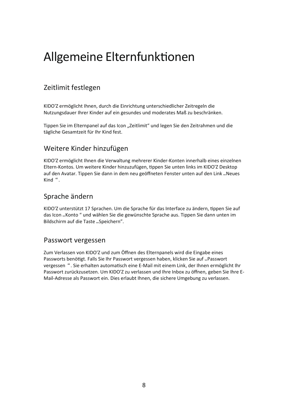 Allgemeine elternfunktionen | Lenco Kidztab-520 mini User Manual | Page 9 / 21