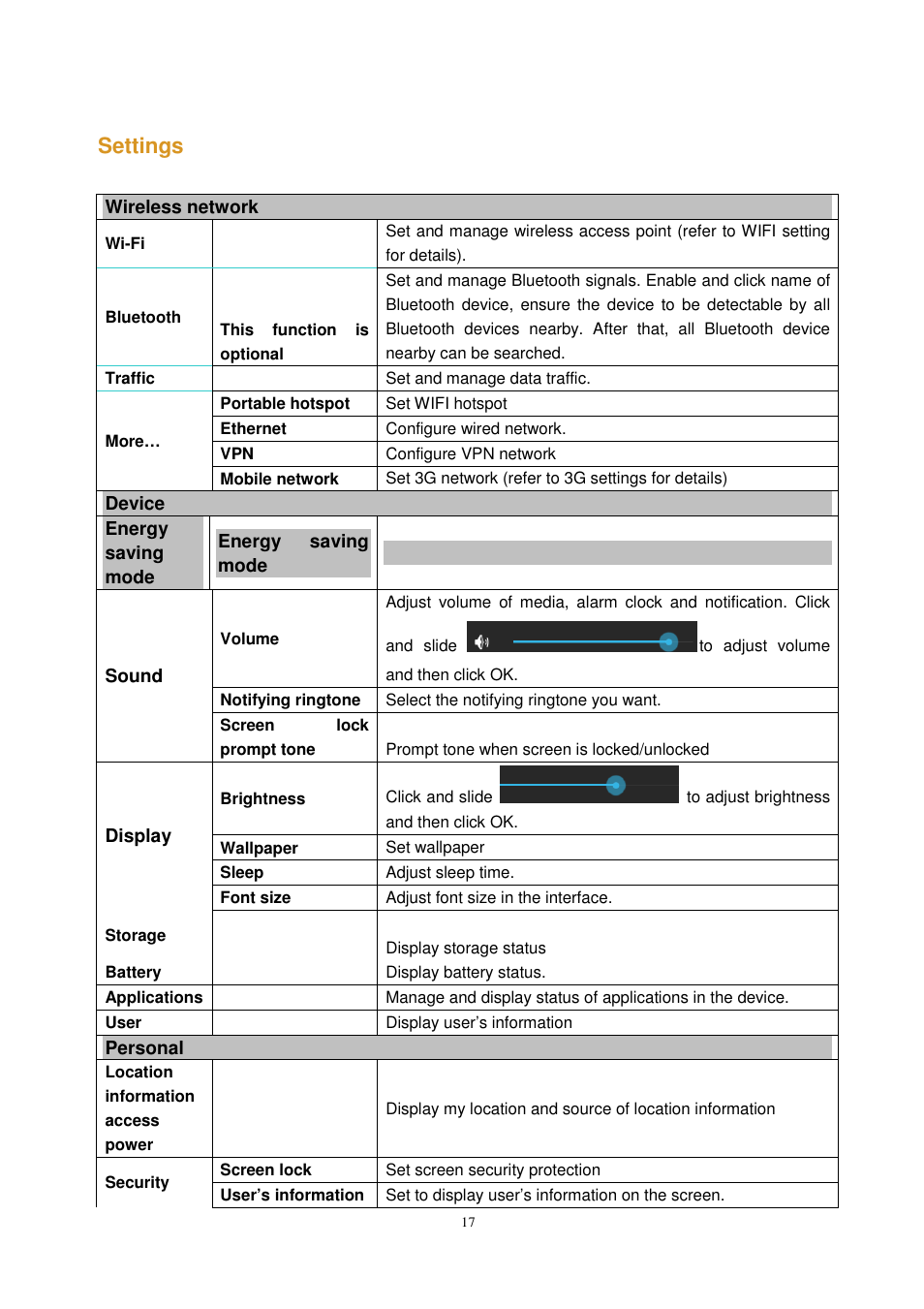 Settings | Lenco KidzTab-70 User Manual | Page 17 / 24