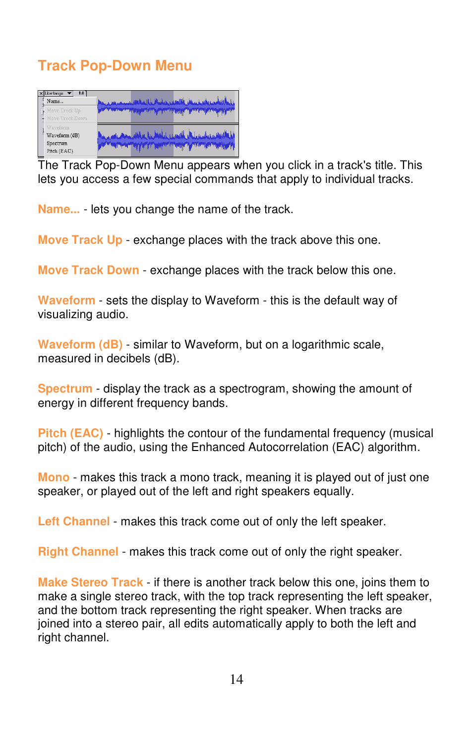 14 track pop-down menu | Lenco L-175 User Manual | Page 14 / 29