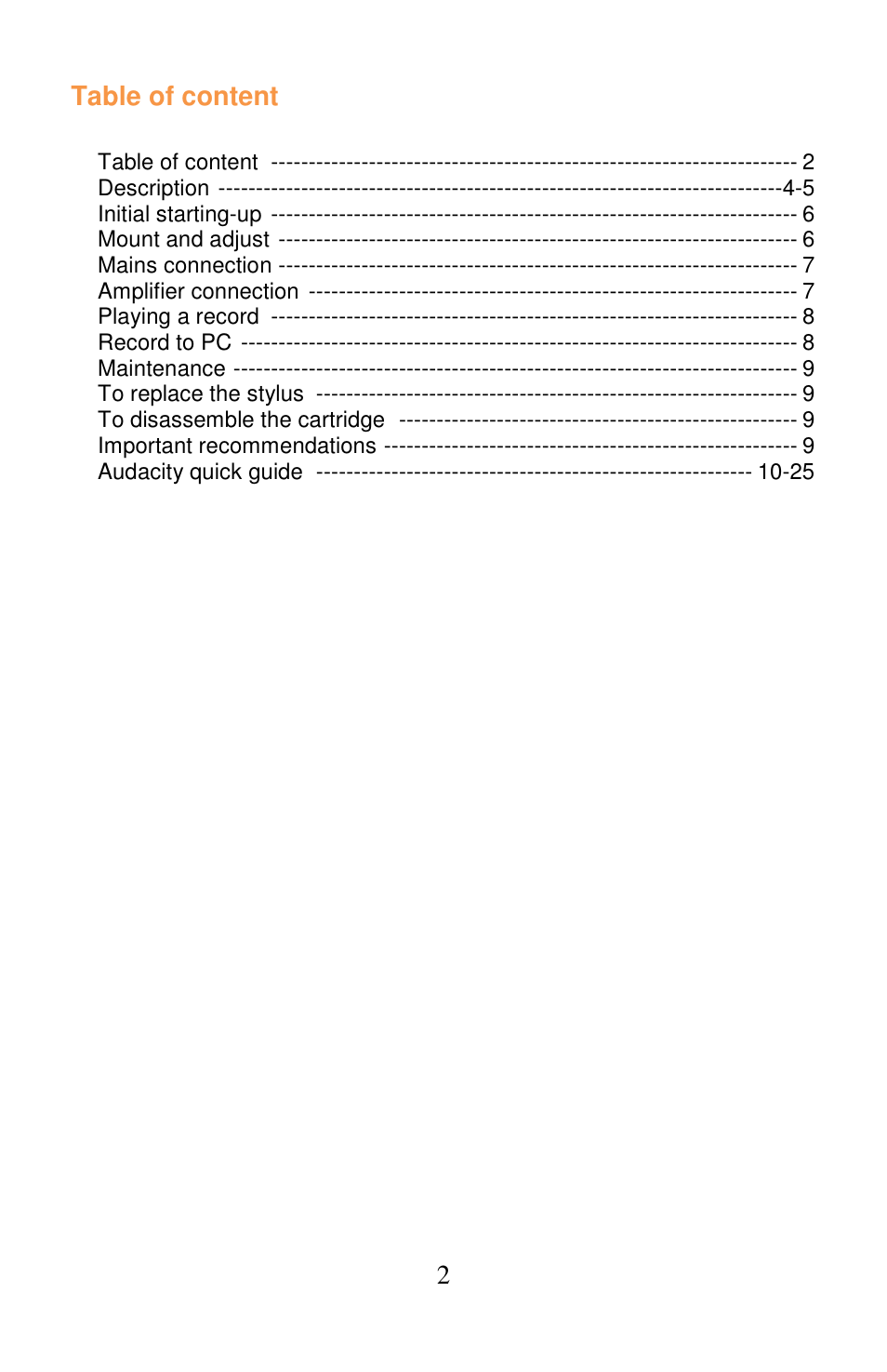 Lenco L-175 User Manual | Page 2 / 29