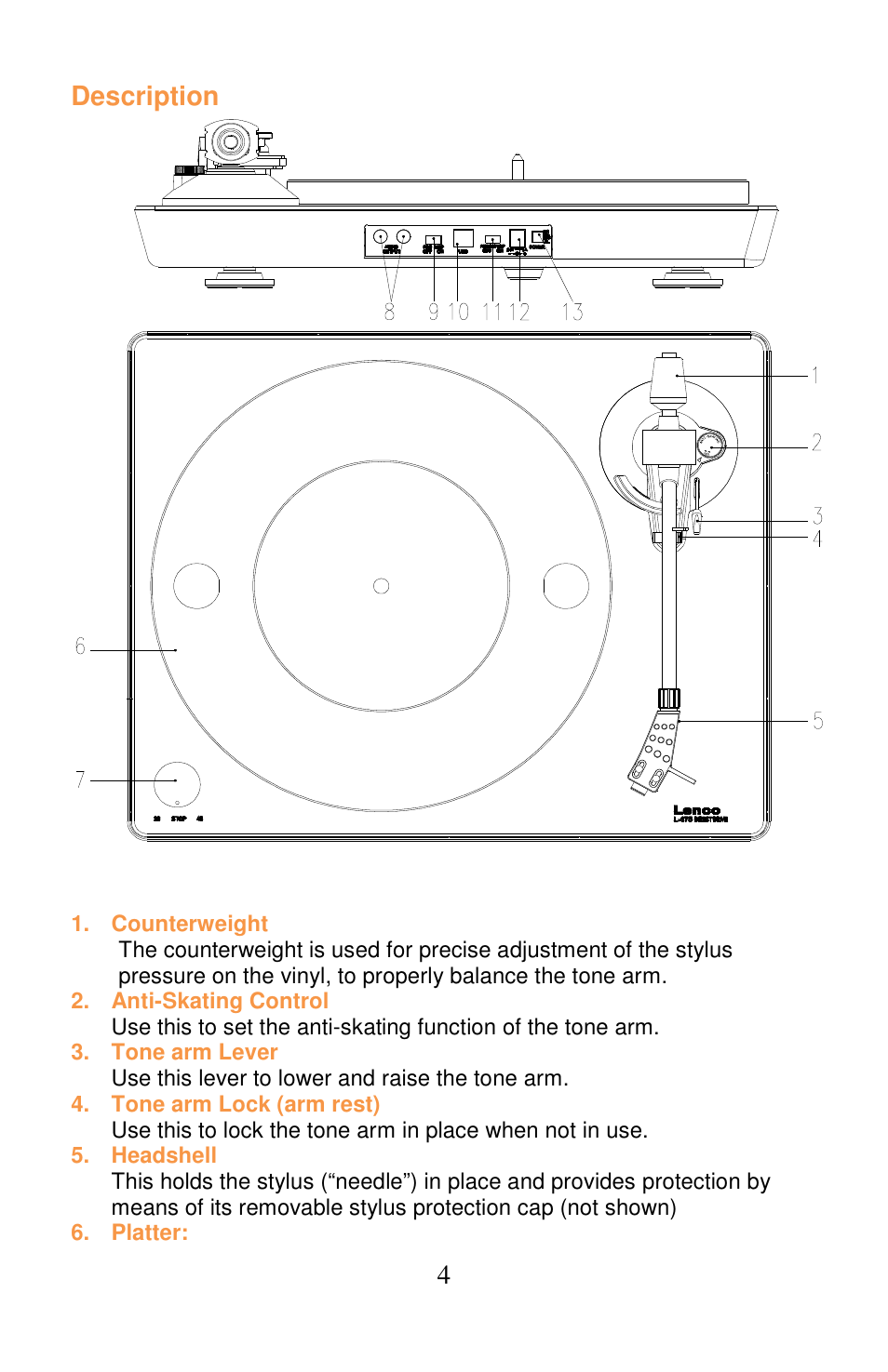 4description | Lenco L-175 User Manual | Page 4 / 29