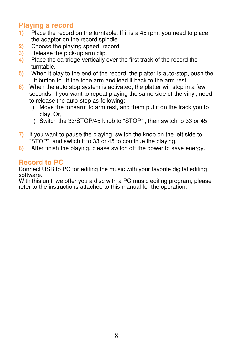 Lenco L-175 User Manual | Page 8 / 29