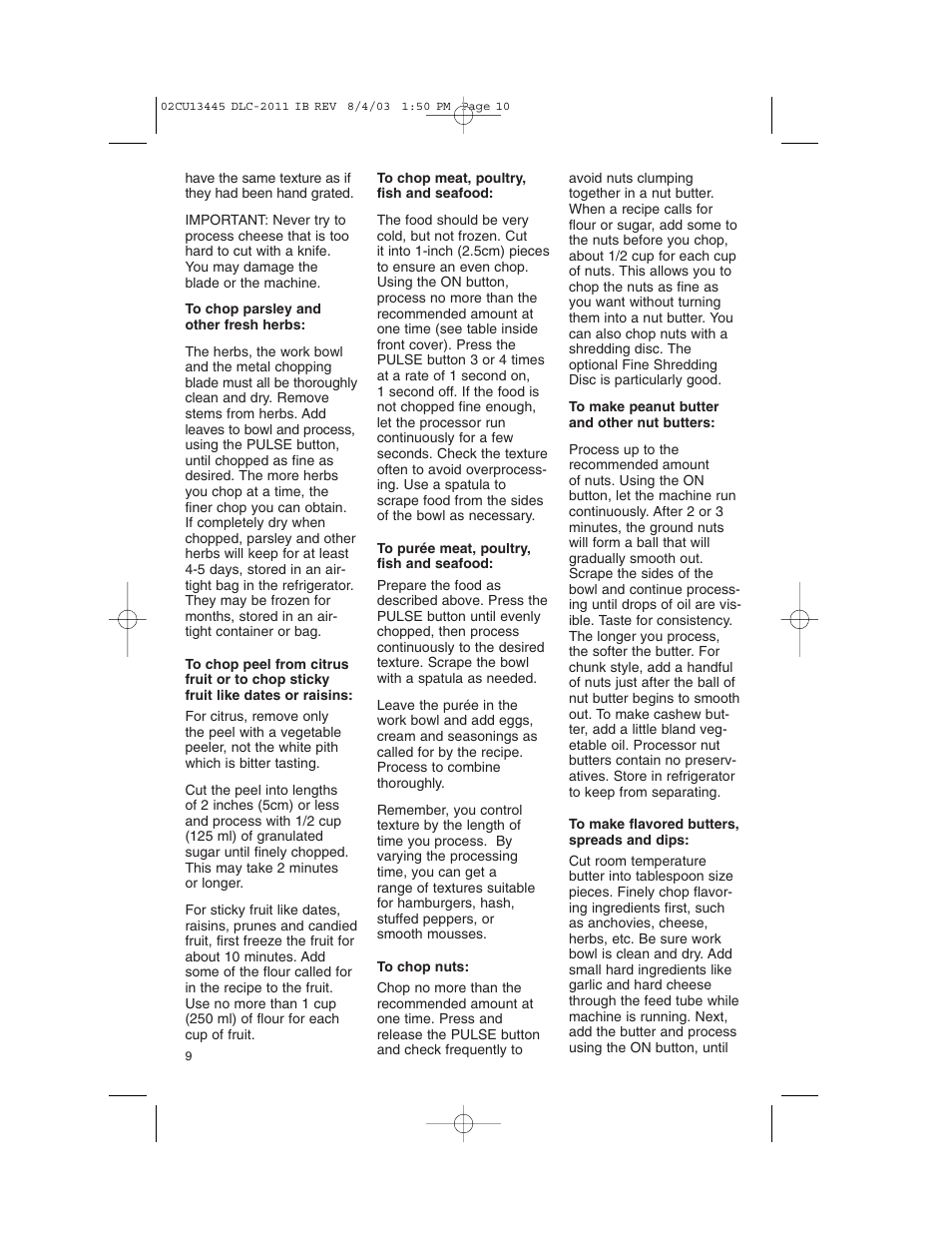 Cuisinart 11-Cup Series User Manual | Page 10 / 68