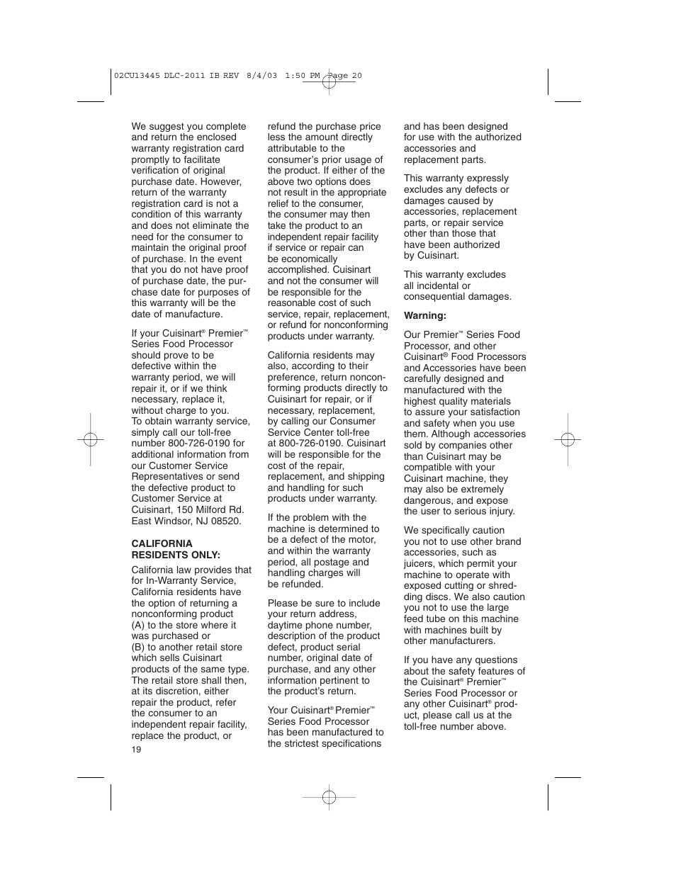 Cuisinart 11-Cup Series User Manual | Page 20 / 68