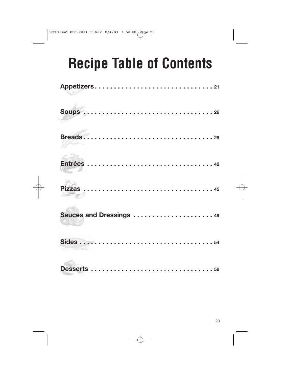 Recipe table of contents | Cuisinart 11-Cup Series User Manual | Page 21 / 68