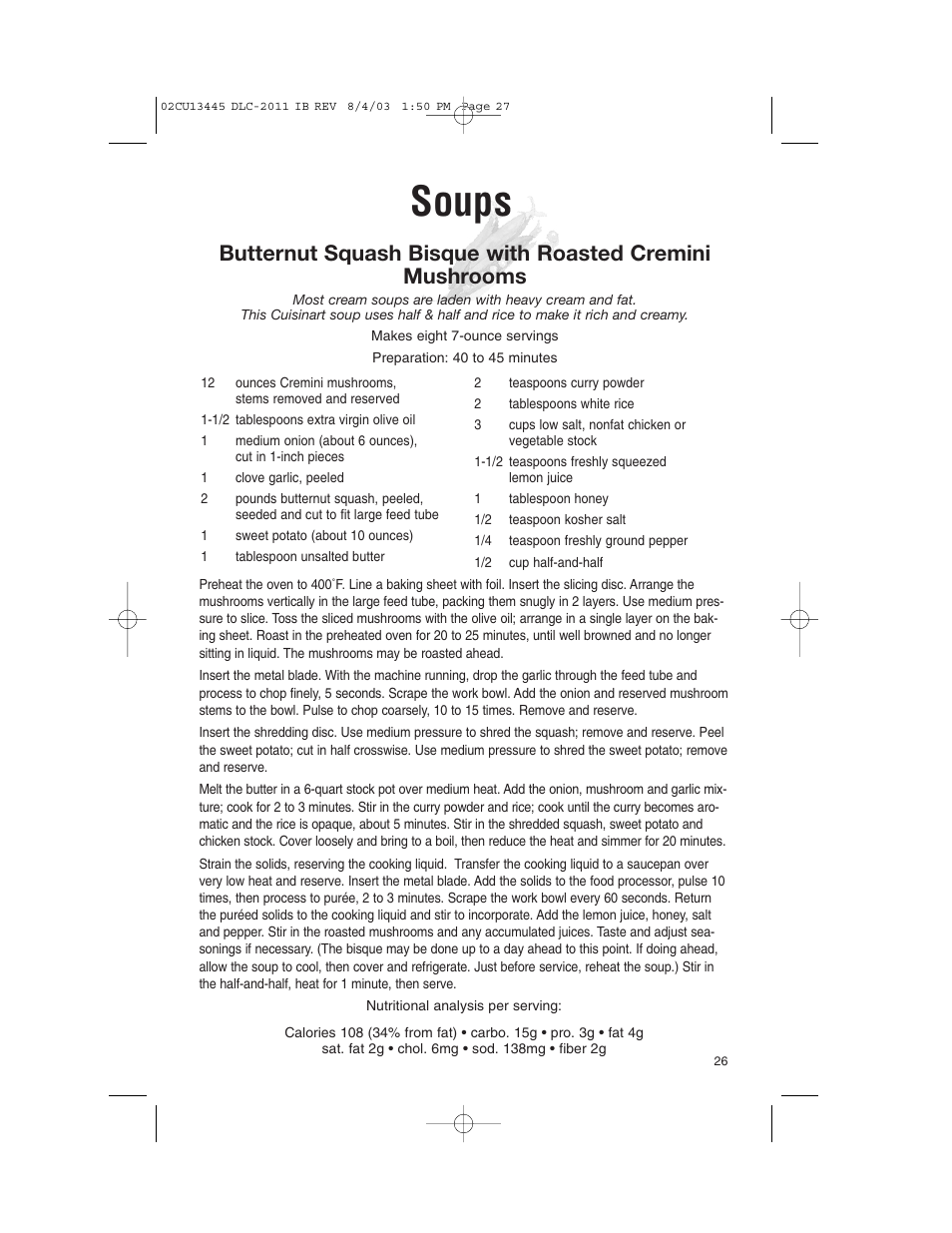 Soups | Cuisinart 11-Cup Series User Manual | Page 27 / 68