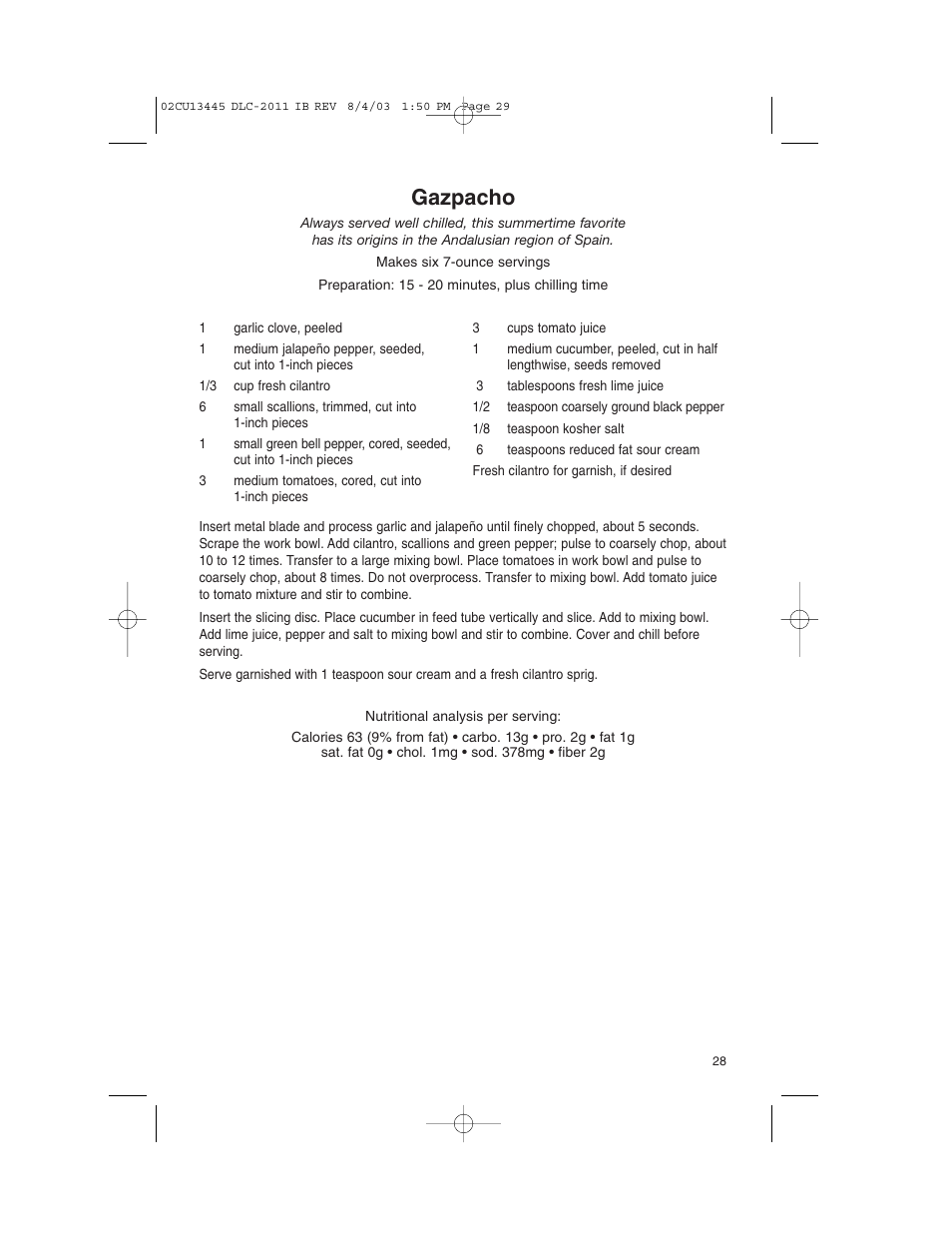 Gazpacho | Cuisinart 11-Cup Series User Manual | Page 29 / 68