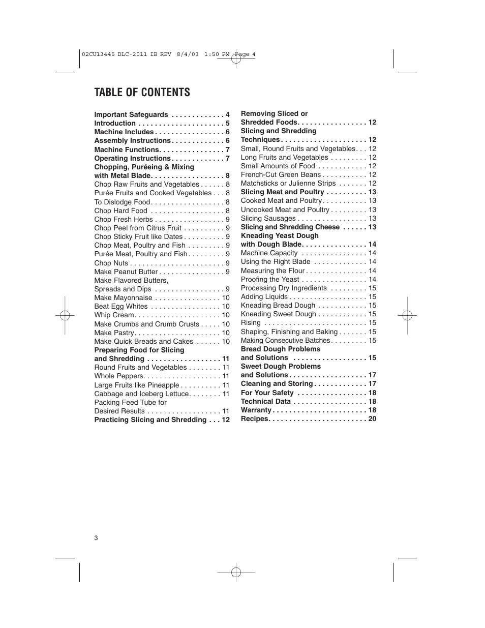 Cuisinart 11-Cup Series User Manual | Page 4 / 68