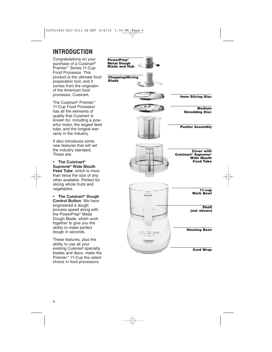 Introduction | Cuisinart 11-Cup Series User Manual | Page 6 / 68