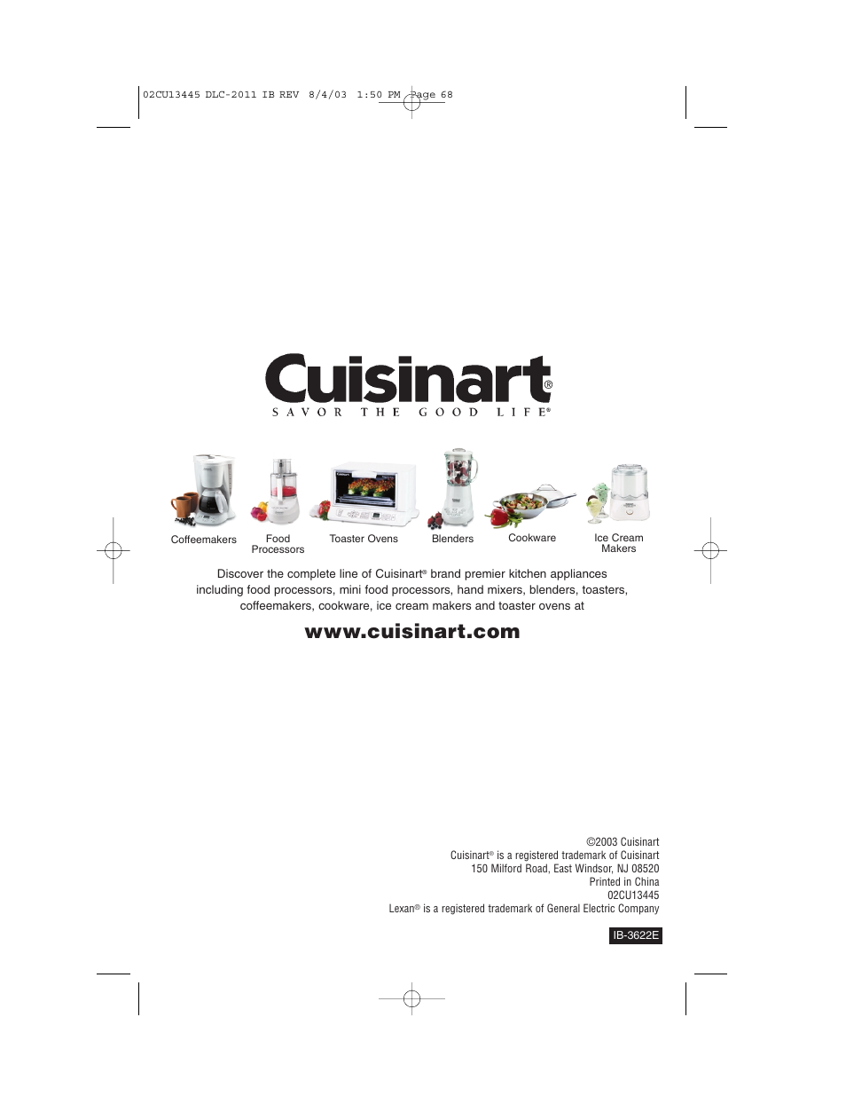 Cuisinart 11-Cup Series User Manual | Page 68 / 68