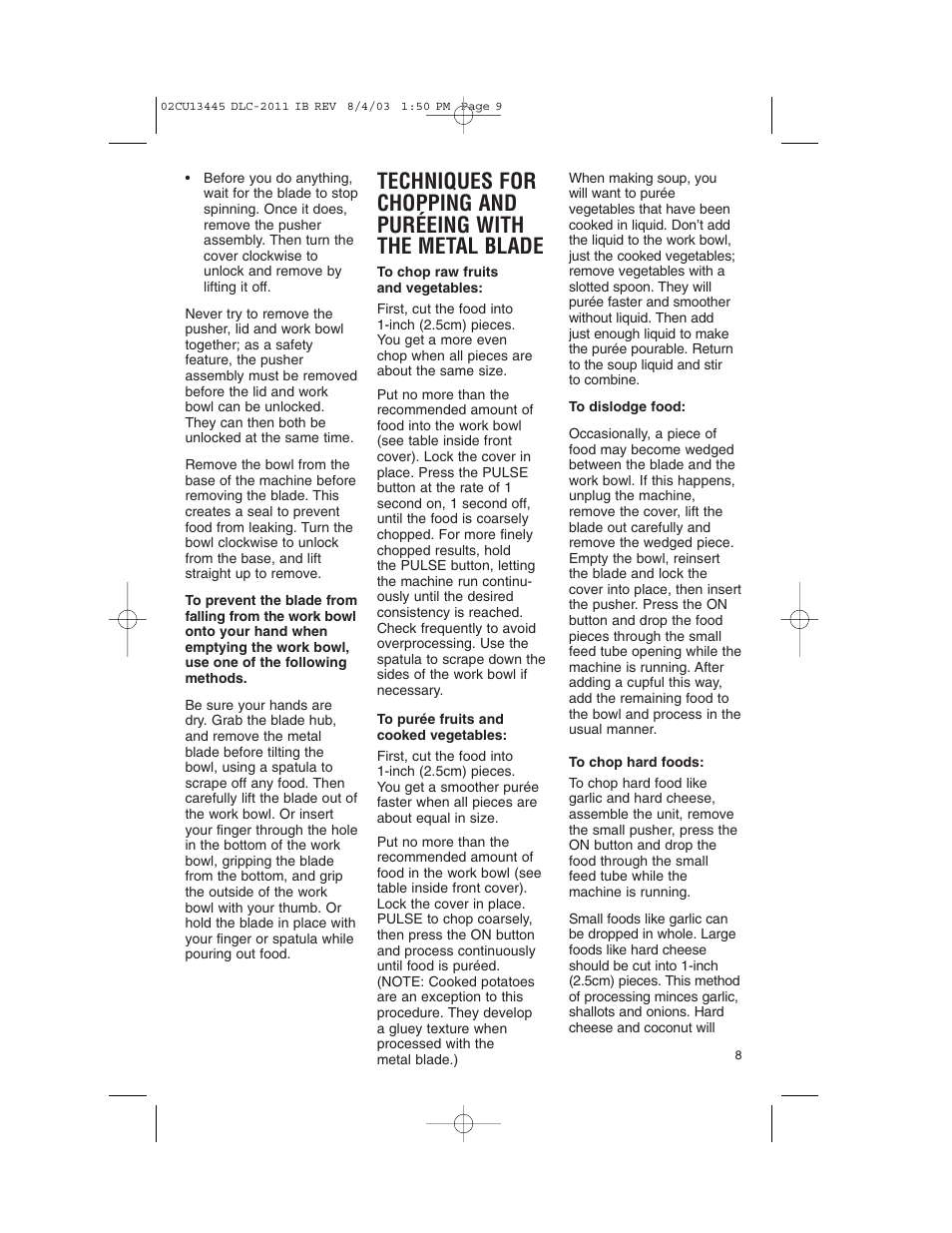 Cuisinart 11-Cup Series User Manual | Page 9 / 68