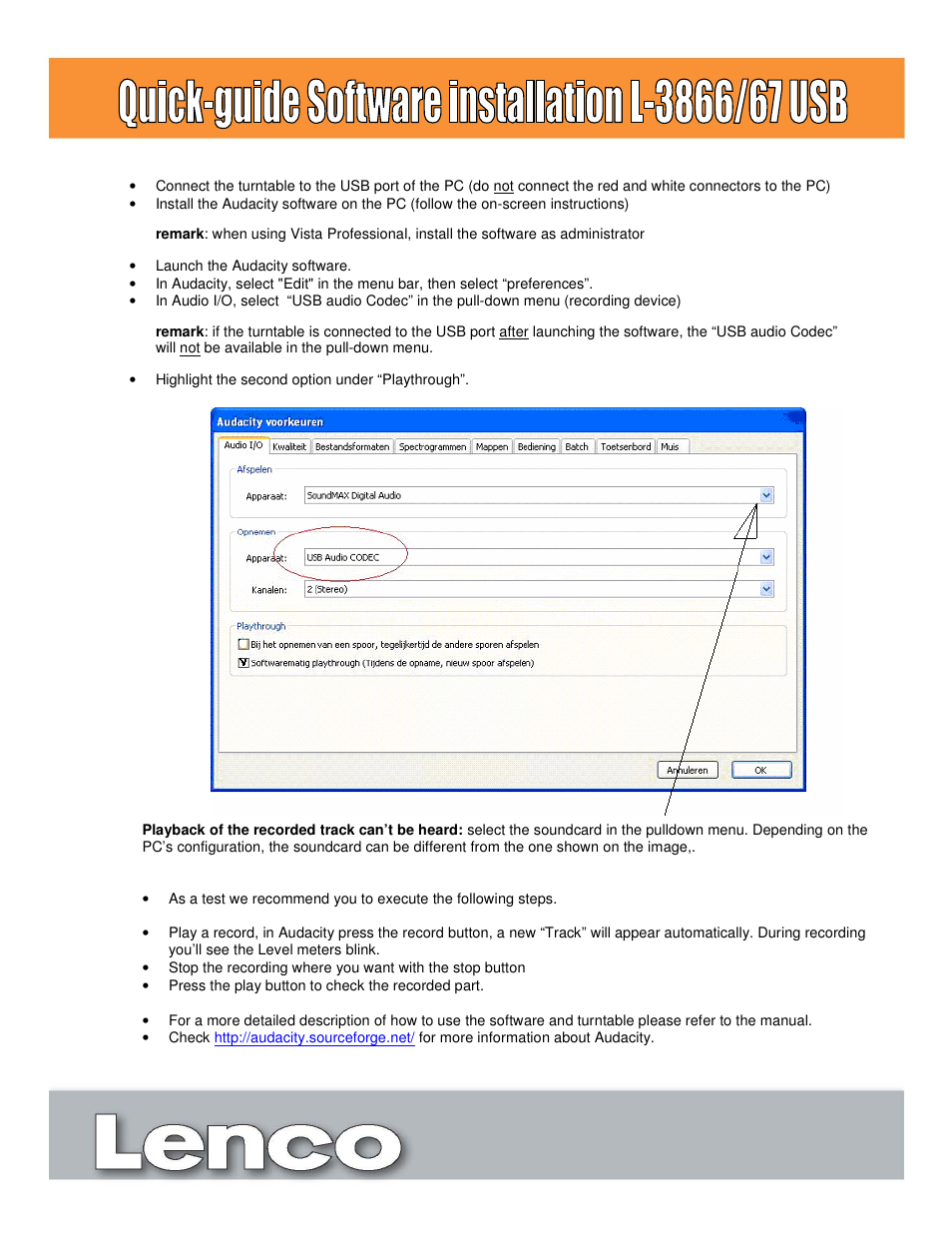 Lenco L-3866 USB User Manual | 1 page