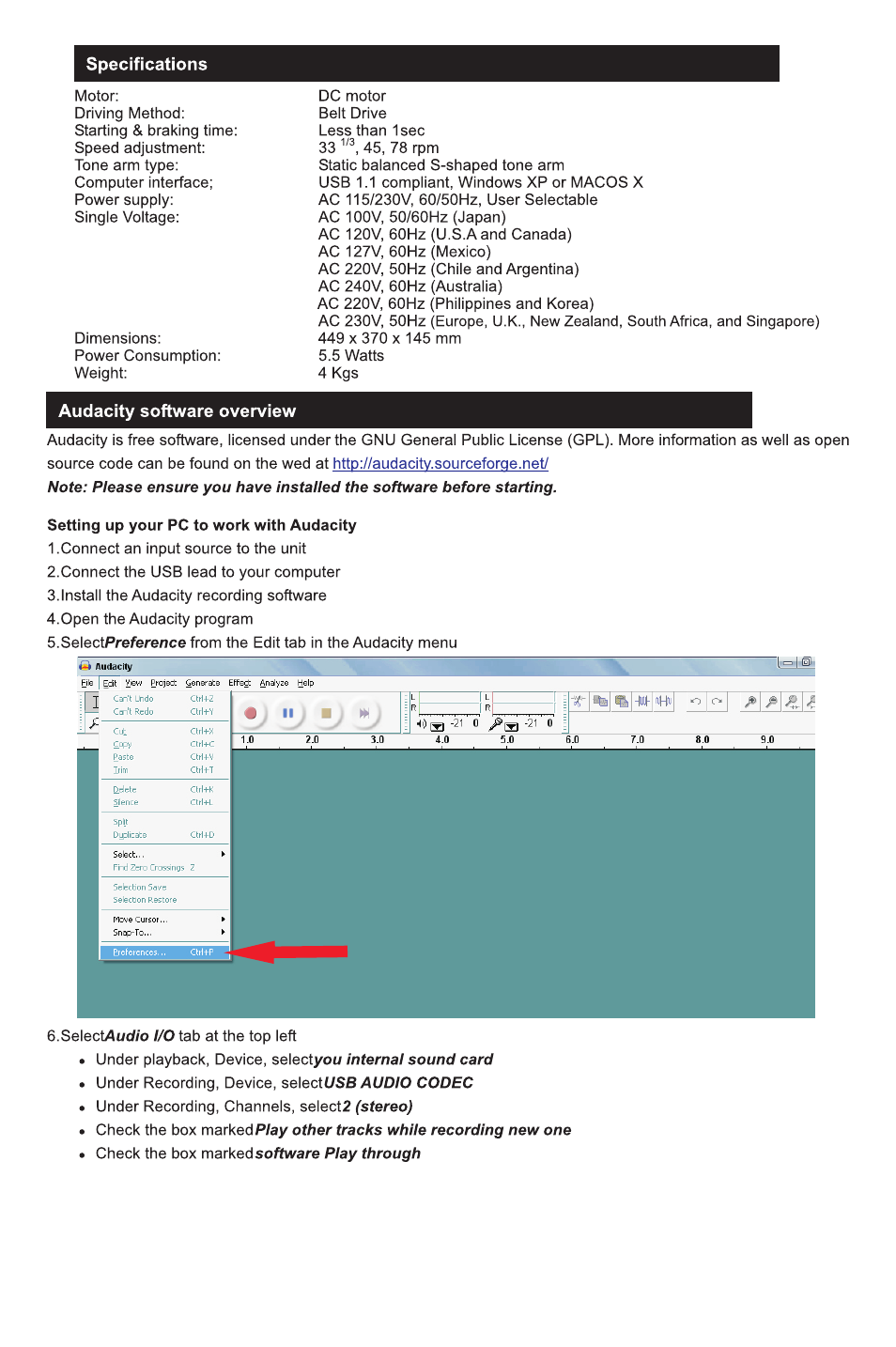 Lenco L-81 USB User Manual | Page 6 / 40