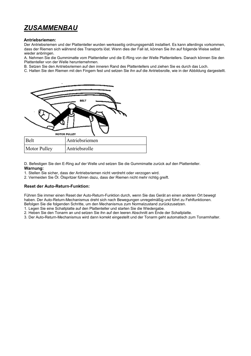 Zusammenbau | Lenco L-82 User Manual | Page 10 / 36